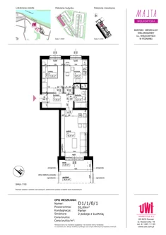 Mieszkanie, 52,09 m², 2 pokoje, parter, oferta nr D1/1/0/1
