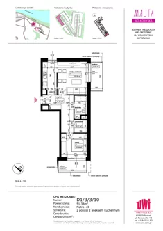 Mieszkanie, 51,38 m², 2 pokoje, piętro 3, oferta nr D1/3/3/10