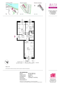 Mieszkanie, 52,09 m², 1 pokój, piętro 3, oferta nr C/1/3/11