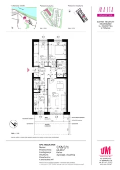 Mieszkanie, 64,83 m², 3 pokoje, parter, oferta nr C/2/0/1