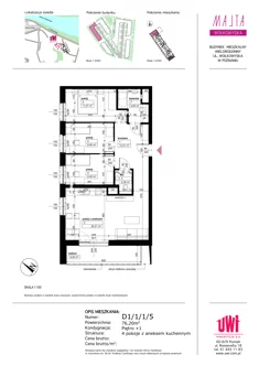 Mieszkanie, 76,20 m², 4 pokoje, piętro 1, oferta nr D1/1/1/5