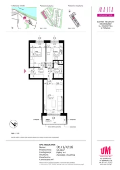Mieszkanie, 52,09 m², 2 pokoje, piętro 4, oferta nr D1/1/4/16