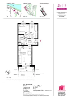 Mieszkanie, 55,59 m², 3 pokoje, parter, oferta nr D1/2/0/3
