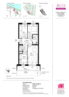 Mieszkanie, 64,88 m², 3 pokoje, parter, oferta nr D2/1/0/1