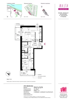 Mieszkanie, 51,95 m², 2 pokoje, piętro 2, oferta nr D2/1/2/9