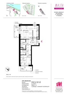 Mieszkanie, 51,95 m², 2 pokoje, piętro 3, oferta nr D2/1/3/12