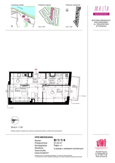 Mieszkanie, 49,30 m², 2 pokoje, piętro 1, oferta nr B/1/1/4