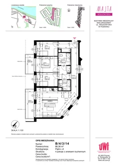 Mieszkanie, 86,38 m², 4 pokoje, piętro 3, oferta nr B/4/3/14