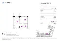 Mieszkanie, 42,53 m², 1 pokój, piętro 3, oferta nr 1.B.3.10