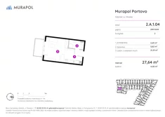 Apartament inwestycyjny, 27,64 m², 1 pokój, piętro 1, oferta nr 2.A.1.04