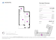 Mieszkanie, 43,87 m², 2 pokoje, piętro 3, oferta nr 1.C.3.03