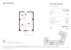 Mieszkanie, 40,78 m², 2 pokoje, piętro 3, oferta nr 1.C.3.04