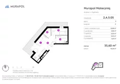 Mieszkanie, 35,60 m², 2 pokoje, piętro 5, oferta nr 2.A.5.05