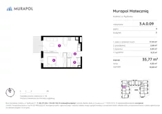 Mieszkanie, 35,77 m², 2 pokoje, parter, oferta nr 3.A.0.09