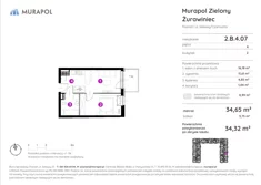 Mieszkanie, 34,32 m², 2 pokoje, piętro 4, oferta nr 2.B.4.07