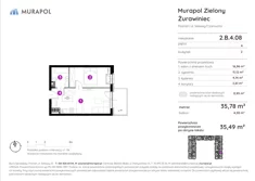 Mieszkanie, 35,49 m², 2 pokoje, piętro 4, oferta nr 2.B.4.08