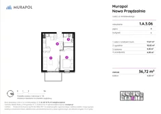 Mieszkanie, 36,72 m², 2 pokoje, piętro 3, oferta nr 1.A.3.06