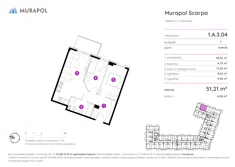 Mieszkanie, 51,21 m², 3 pokoje, piętro 3, oferta nr 1.A.3.04