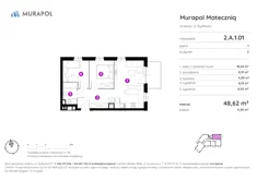 Mieszkanie, 48,62 m², 3 pokoje, piętro 1, oferta nr 2.A.1.01