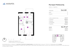 Mieszkanie, 52,79 m², 3 pokoje, piętro 1, oferta nr 3.A.1.01