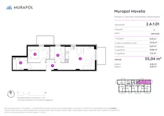 Mieszkanie, 55,04 m², 3 pokoje, piętro 1, oferta nr 2.A.1.01