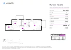 Mieszkanie, 55,04 m², 3 pokoje, piętro 3, oferta nr 2.A.3.01