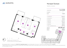 Mieszkanie, 69,99 m², 4 pokoje, piętro 3, oferta nr 1.A.3.05