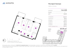 Mieszkanie, 69,99 m², 4 pokoje, piętro 4, oferta nr 1.A.4.05