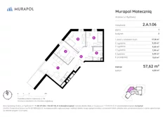 Mieszkanie, 57,62 m², 4 pokoje, piętro 1, oferta nr 2.A.1.06