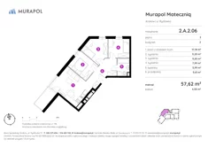 Mieszkanie, 57,62 m², 4 pokoje, piętro 2, oferta nr 2.A.2.06