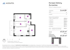 Mieszkanie, 67,33 m², 4 pokoje, piętro 4, oferta nr 2.A.4.09