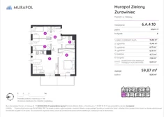 Mieszkanie, 59,87 m², 4 pokoje, piętro 4, oferta nr 6.A.4.10