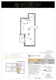 Lokal inwestycyjny, 46,65 m², 2 pokoje, piętro 1, oferta nr B05