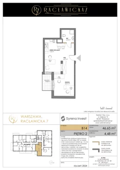 Lokal inwestycyjny, 46,65 m², 1 pokój, piętro 2, oferta nr B14