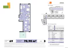 Mieszkanie, 70,90 m², 3 pokoje, piętro 3, oferta nr 69