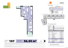 Mieszkanie, 56,55 m², 3 pokoje, piętro 2, oferta nr 107