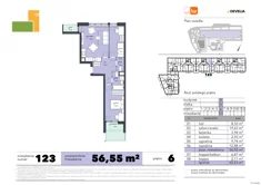 Mieszkanie, 56,55 m², 3 pokoje, piętro 6, oferta nr 123