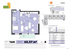 Mieszkanie, 62,37 m², 3 pokoje, piętro 4, oferta nr 164