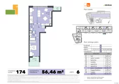 Mieszkanie, 56,46 m², 3 pokoje, piętro 6, oferta nr 174