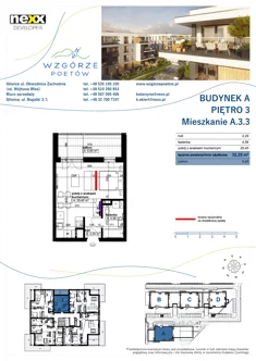 Mieszkanie, 32,25 m², 1 pokój, piętro 3, oferta nr A.3.3