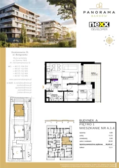 Mieszkanie, 44,44 m², 2 pokoje, piętro 1, oferta nr A 1.4