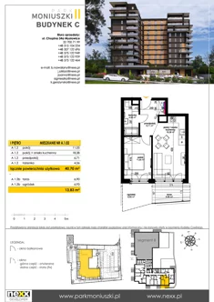 Mieszkanie, 40,70 m², 2 pokoje, piętro 1, oferta nr A 1.02