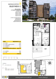 Mieszkanie, 42,22 m², 2 pokoje, piętro 1, oferta nr A 1.04