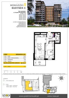 Mieszkanie, 46,12 m², 2 pokoje, piętro 2, oferta nr A 2.04