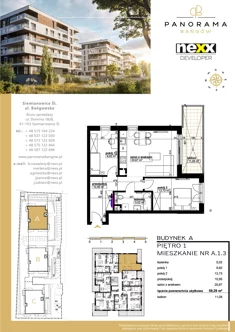 Mieszkanie, 59,29 m², 3 pokoje, piętro 1, oferta nr A 1.3