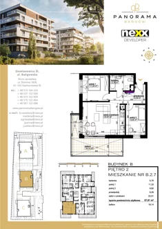 Mieszkanie, 57,91 m², 3 pokoje, piętro 2, oferta nr B 2.7