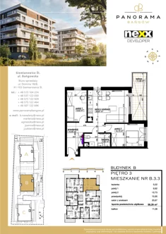 Mieszkanie, 59,29 m², 3 pokoje, piętro 3, oferta nr B 3.3