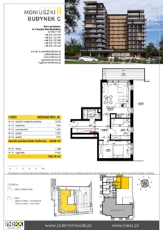 Mieszkanie, 63,60 m², 3 pokoje, piętro 1, oferta nr B 1.04