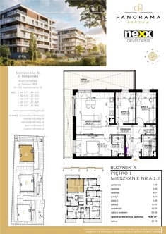 Mieszkanie, 76,86 m², 4 pokoje, piętro 1, oferta nr A 1.2