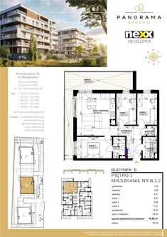 Mieszkanie, 76,86 m², 4 pokoje, piętro 1, oferta nr B 1.2